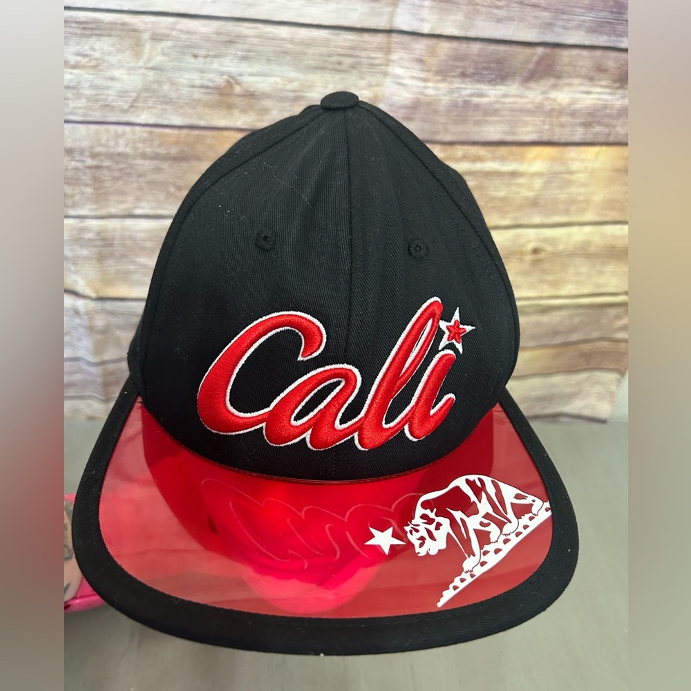 Cali California Bear Red Black Adjustable Baseball Cap Hat